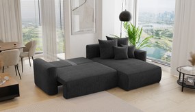 Rohová sedačka Baria (P) (čierna). Akcia -20%. Vlastná spoľahlivá doprava až k Vám domov. 1133102