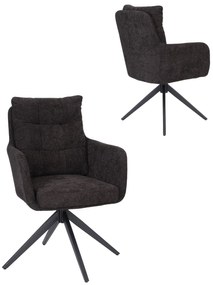 Otočná stolička s podrúčkami Fioro, čierna