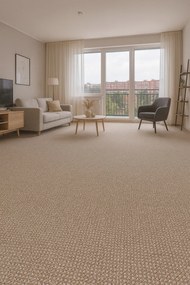 Spoltex, Metrážny koberec Texas 13 béžový, na mieru, šíře 4m, béžová, filc, chodba / predsieň