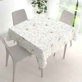 Biante Detský bavlnený štvorcový obrus Sandra SA-041 Farebné omaľovánky 140x140 cm