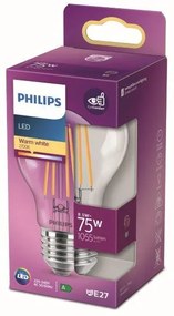Philips 8718699762995 LED žiarovka vláknová, E27, 8,5W, 1055lm, 2700K, priehľadná