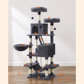 Kočičí škrabadlo Climbery 168 cm tmavě šedé