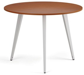Konferenčný stôl PRIMO VIBE, priemer 100 cm, biela podnož, čerešňa