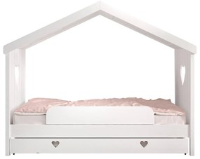 Biela domčeková detská posteľ z borovicového dreva s výsuvným lôžkom a úložným priestorom 90x200 cm AMORI – Vipack