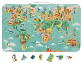 Magnetická hračka pre deti Mapa Dinosaury sveta Dino Janod 50 ks magnetiek