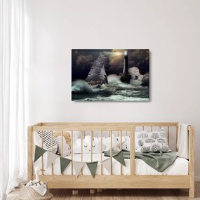 Obraz - Loď plávajúca cez búrlivé vlny (90x60 cm)