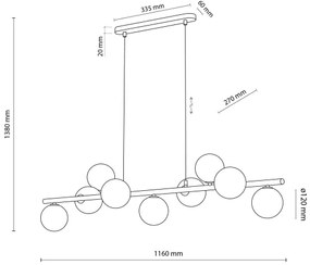 Luster na lanku ESTERA 9xG9/6W/230V hnedá/dymová béžová