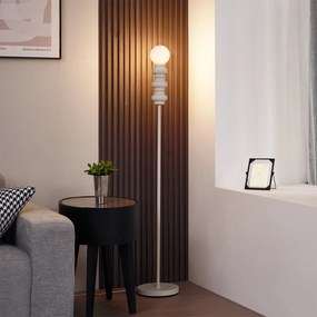 Retro stojacia lampa béžová s matným sklom - Fedde