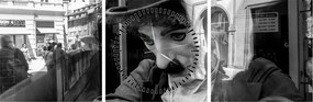 Obraz - Charles Chaplin v Prahe (s hodinami) (90x30 cm)