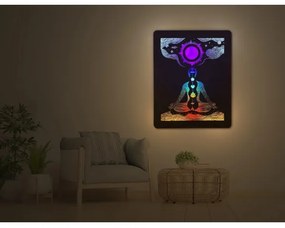 Li-Go 4421/A/4 - LED nástenná dekorácia LED/10W/5V 30000 mAh 70x90 cm dub/čakry