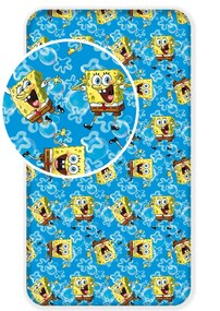 Jerry Fabrics Detské licenčné prestieradlo z bavlny Sponge Bob blue 90x200 cm