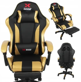 Herné kreslo Xgaming s podnožkou - čierno-zlaté