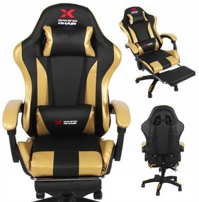 Herné kreslo Xgaming s podnožkou - čierno-zlaté