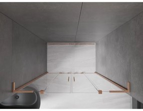 Mexen Velar L Duo, posuvné sprchové dvere do otvoru 150 cm, 8mm číre sklo, medená matná, 871-150-003-02-65