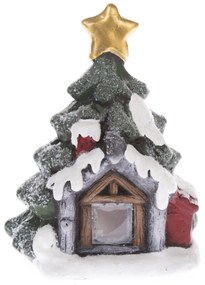 Vianočná dekorácia Svietiaci domček so stromčekom, 12 x 15,6 x 9,4 cm, LED