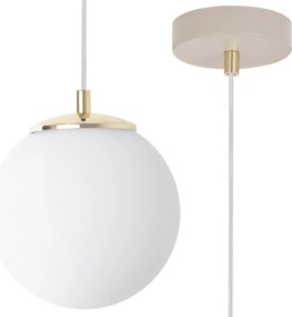 Závesné svietidlo Florence, 1x biele sklenené tienidlo, g/be