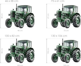 Retro traktor textilní prelepiteľná nálepka na stenu hárok 46 x 38 cm