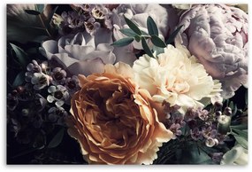 Obraz na plátně, Pastel Peon Bouquet Flowers - 90x60 cm