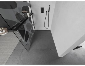 Mexen Kioto+ L, sprchová zástena Walk-In s poličkou a vešiakom 120 x 200 cm, 8mm číre sklo biely vzor, čierny profil, 800-120-123-70-97