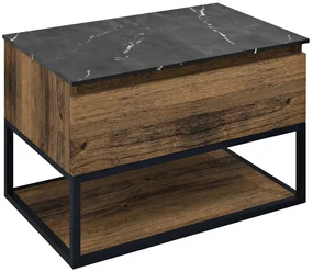 Sapho Sapho, SKARA umývadlová skrinka 80x50x45cm, čierna mat/dub collingwood, CG008-1919