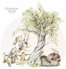 Gario Detská nálepka na stenu Woodland walk - zajačiky a srnka Rozmery: 95 x 94 cm
