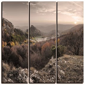 Obraz na plátne - Jesenná krajina pri západe slnka, Slovensko, Vrsatec - štvorec 3260FB (75x75 cm)