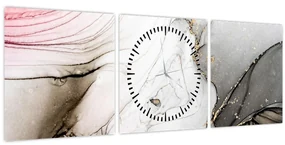 Obraz - Mramorový atrament (s hodinami) (90x30 cm)