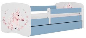 Letoss Detská posteľ BABY DREAMS 160/80 - Koník Modrá S matracom S uložným priestorom
