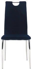 Tempo Kondela Jedálenská stolička, modrá Velvet látka/chróm, OLIVA NEW