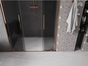 Mexen Velar L Duo, posuvné sprchové dvere do otvoru 150 cm, 8mm šedé sklo, ružové zlato, 871-150-003-42-60