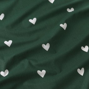 Goldea vianočná bavlnená napínacia plachta - srdiečka na tmavo zelenom 80 x 160 cm