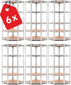 Akcia 6x Regál 180x90x40 cm rohový pozinkovaný 5-polícový, nosnosť 875 kg - 6ks