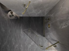 Mexen Lunar, päťuholníkový sprchový kút naklápací vpravo 80 x 100 cm, 8mm číre sklo, zlatý profil, 831-080P-100L-50-00-P