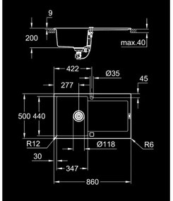 GROHE 31644AP0 - Drez K500 860 × 500 mm granit/čierna