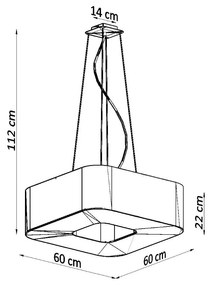 Závesné svietidlo Urano, 1x biele textilné tienidlo, (biely plast), (60 cm)