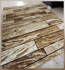 Hnedý koberec Shiraz BCF so vzorom dreva – klasický štýl Rozmer: 100x190 cm