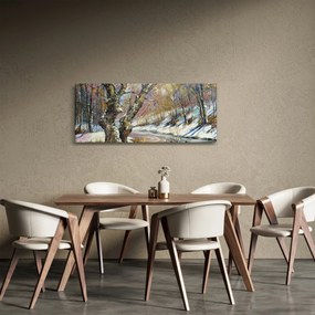 Obraz maľovanej zimnej krajiny (120x50 cm)