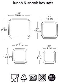 A Little Lovely Company - súprava štyroch desiatových škatuliek - jednorožce a dúha