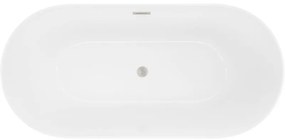 Mexen Luna, Slim voľne stojaca vaňa 170 x 75 cm, biela, prepad brúsený nikel, 52041707500-97