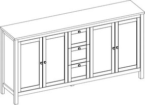 Široká úložná komoda Bergen, biela/dub artisan