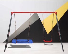 GARDEN LINE Dvojitá záhradná hojdačka (kovový rám + hojdačka + bocianie hniezdo) 290 × 180 × 200 cm | KRE1111