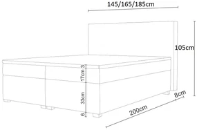 Manželská posteľ  Boxspring 180 cm Simon (tmavohnedá) (s matracom, bez úložného priestoru). Vlastná spoľahlivá doprava až k Vám domov. 1047346