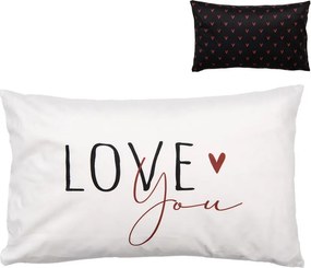 Čierno-biela obliečka na vankúš so srdiečkami Heart & Smile - 30*50 cm
