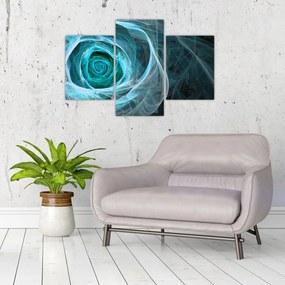 Obraz - Abstraktné ruže modrá s čiernym pozadím (90x60 cm)