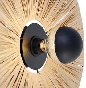 Rustikálna nástenná lampa čierna s lanom 45 cm - Leia