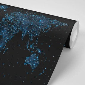 Samolepiaca tapeta mapa sveta s nočnou oblohou - 225x150