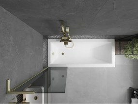 Mexen Next L, 1-krídlová vaňová zástena 50 x 150 cm, 6mm šedé sklo, zlatý matný profil, 895-050-000-03-40-55