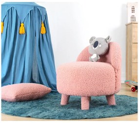 Svetloružové detské kresielko z textílie bouclé Moouv – Artie