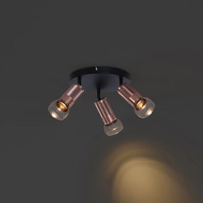 Okrúhle stropné bodové svietidlo tmavý bronz okrúhle 3-svetelné nastaviteľné - Veerle