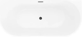 Mexen Oris, voľne stojaca ryhovaná vaňa 170 x 80 cm, biela-šedá, čierny matný prepad, 52871708062-70